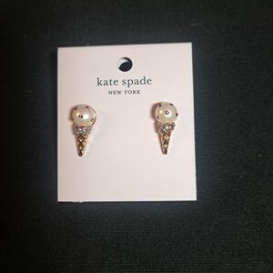 kate spade Gold-Tone Ice Cream Cone Stud Earrings with White & Pink Accents